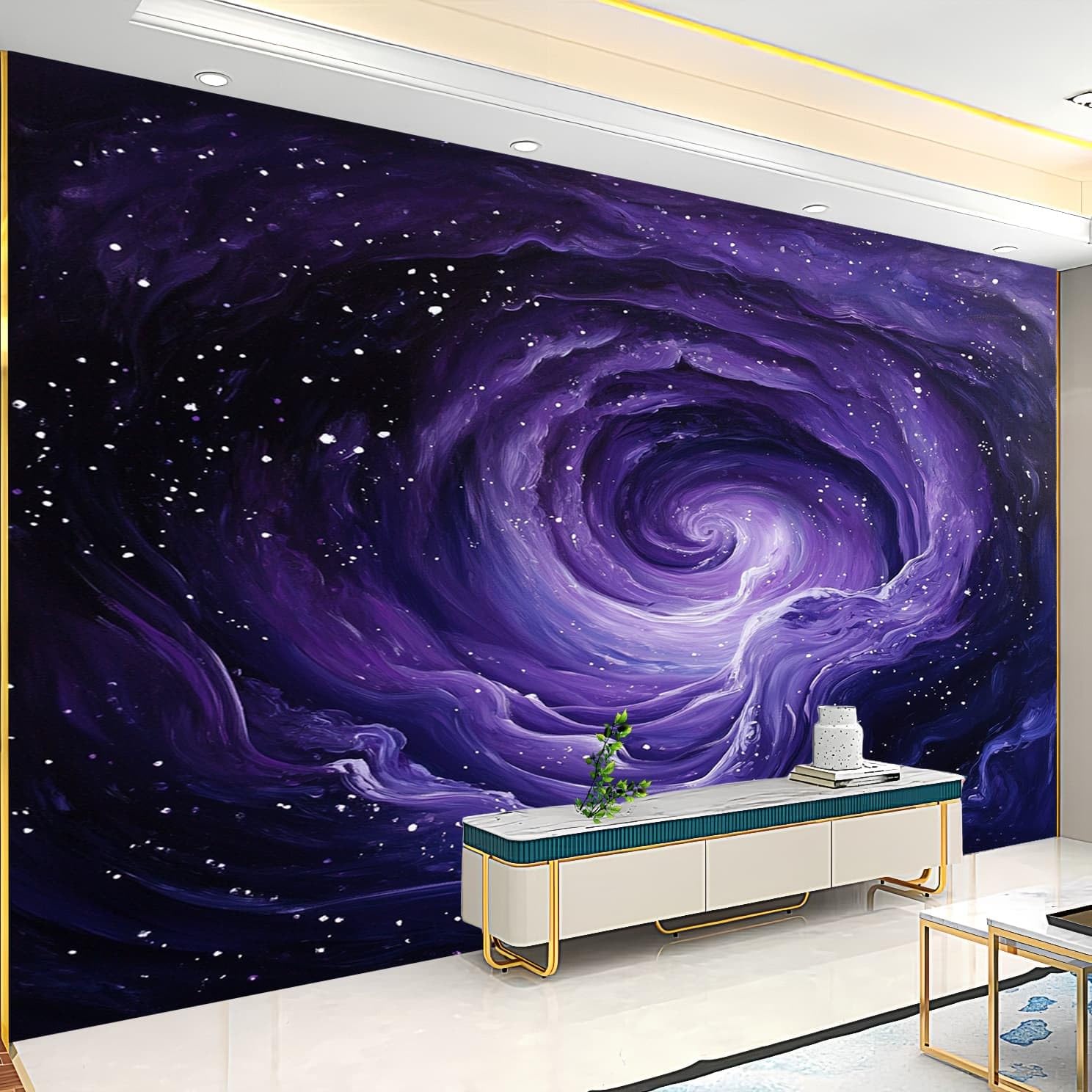 Panoramiczna fototapeta 3D Vortex gwiaździste niebo płyn plakat tapeta z włókniny fioletowa, panoramiczny gobelin do salonu, dekoracja ścienna biuro pokój dziecięcy 350x256 cm
