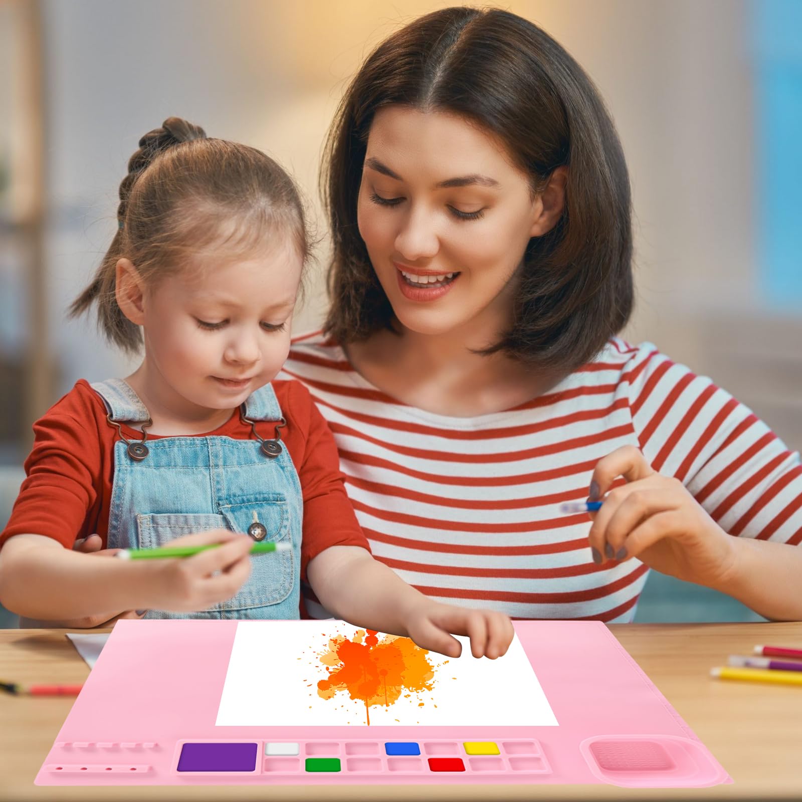 Tappetino per Pittura in Silicone, Tappetino Silicone per Fai Da Te Blu 51 x 40,6 cm, Tappetino con Tazza Antiaderente Resistente per Fai Da Te, Pittura, Colata di Resina, Resina Epossidica