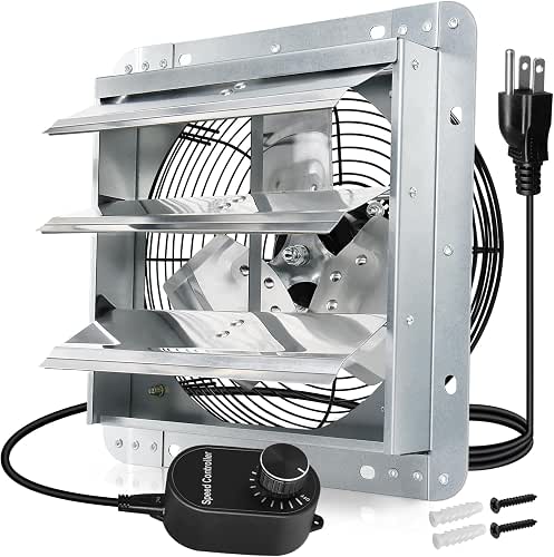 Hiorucet 14 Inch Shutter Exhaust Fan Wall Mounted, High Performance
