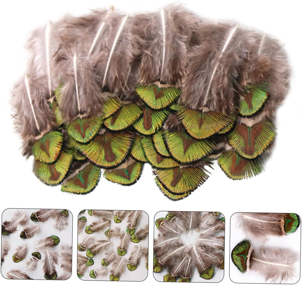 HAKIDZEL 100pcs Natural Peacock Pattern Soft DIY Crafts for Jewelry Accessories Floral Arrangements Wedding Decor Handmade Supplies