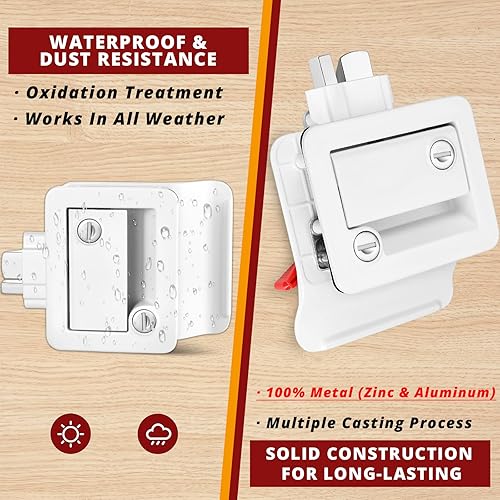 Miniatura 2 de Cerradura de Puerta de Entrada para RV, 100% Metal, Cerradura para Caravana, Pestillo de Puerta de Remolque de Viaje, Kit de Reemplazo de Cerradura