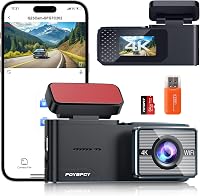 POYBPCY 4K UHD WiFi Autós Fedélzeti Kamera 64GB SD Kártyával, 170° Látószög, Éjjellátó, Mobilalkalmazás Vezérlés, G-szenzor, Parkolóőr Funkc 1