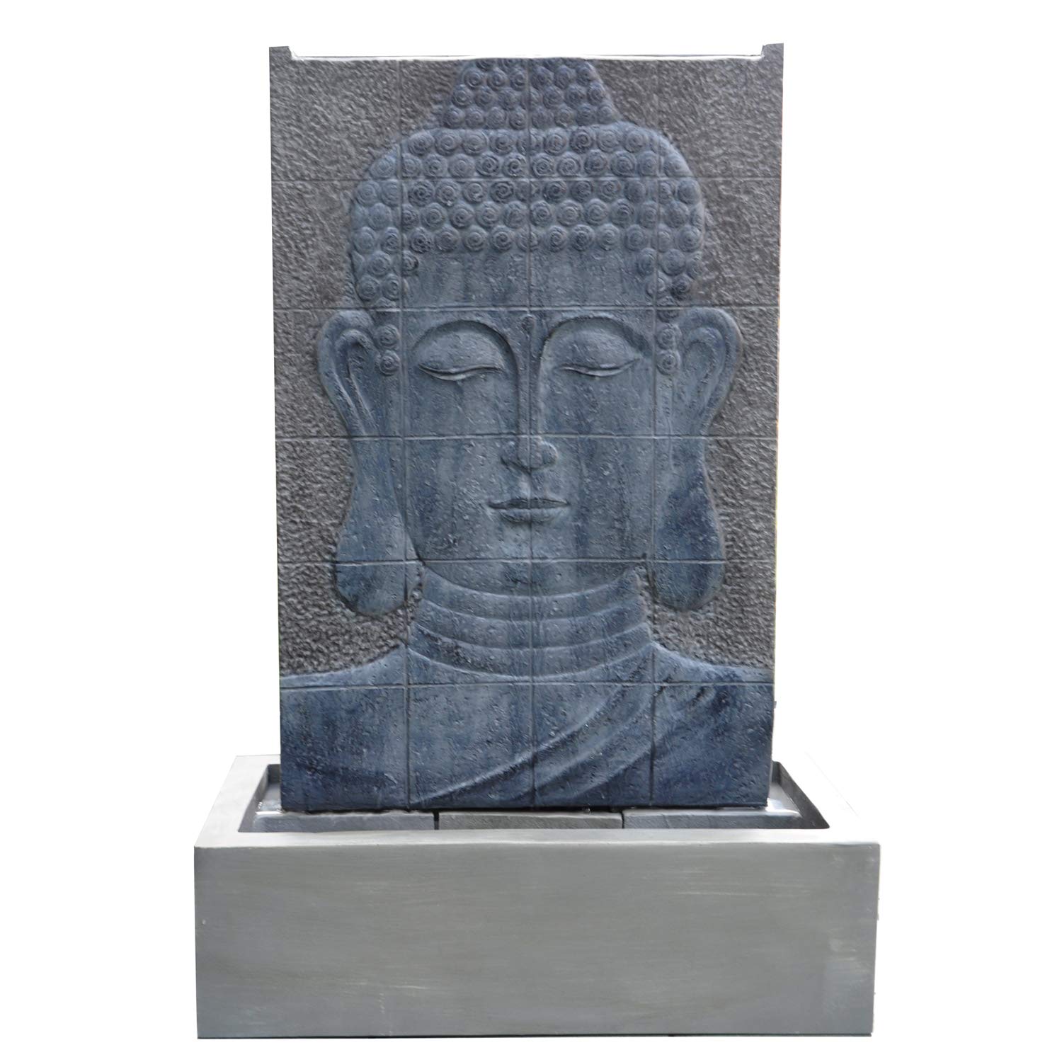 KÖHKO® Fuente Buda Altura aprox. 102 cm con iluminación LED, pared de agua para jardín, terraza y sala de estar