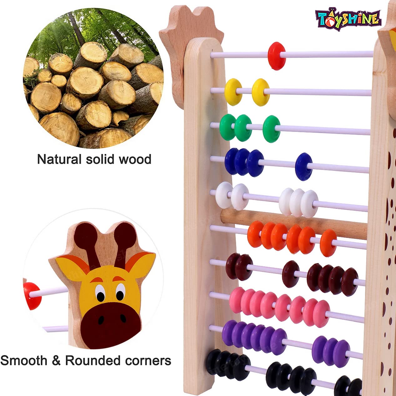 Toyshine Giraffe Wooden Abacus And Learning Play Center - Multi Color, Kid - Image 2 thumbnail