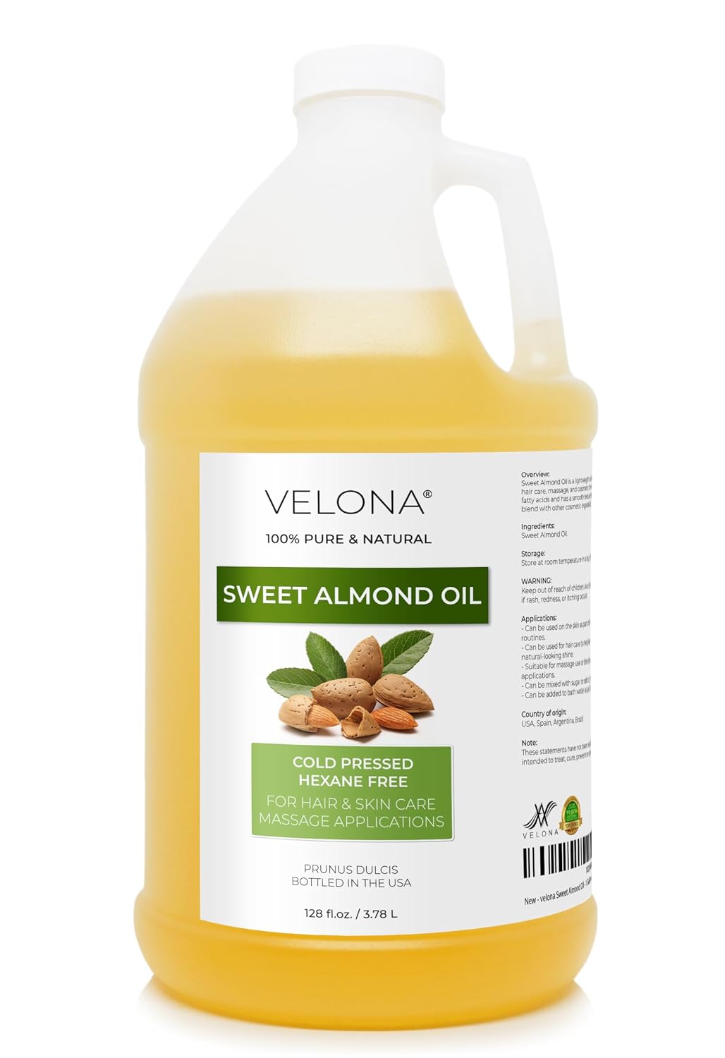 velona Sweet Almond Oil - 100% Pure Moisturizing Oil