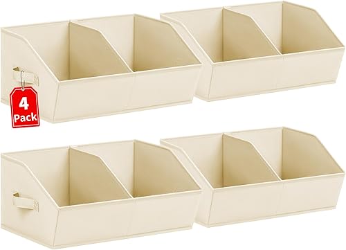 Miniatura 25 de Organizadores de Armario y Contenedores de Almacenamiento - Paquete de 8 Contenedores de Almacenamiento Cúbicos Trapezoidales Divididos Plegables