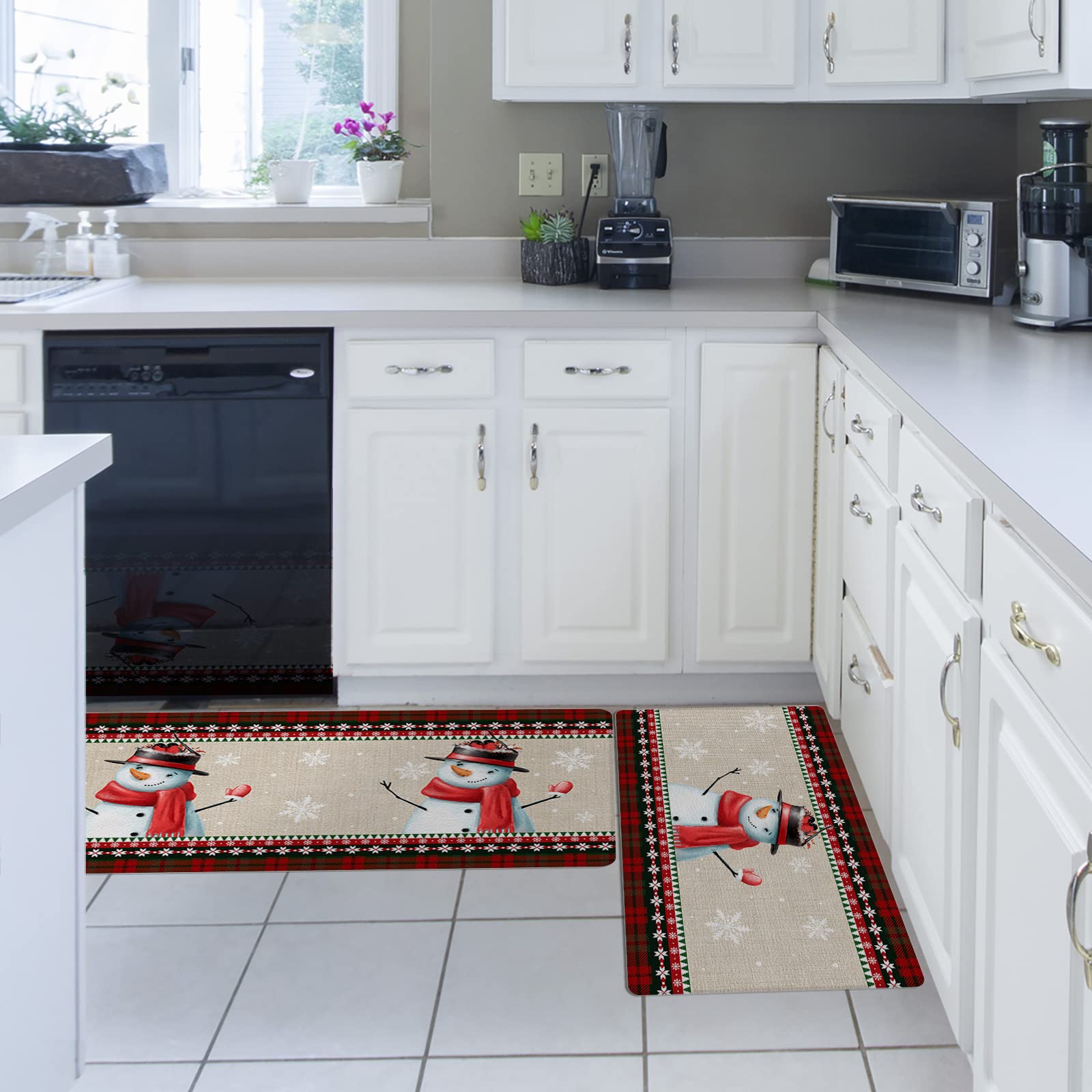 Tappeto da cucina con neve Let It Snow, per Natale, inverno, vacanze, feste, casa, cucina, decorazione natalizia, 40 x 50 cm, taglia unica
