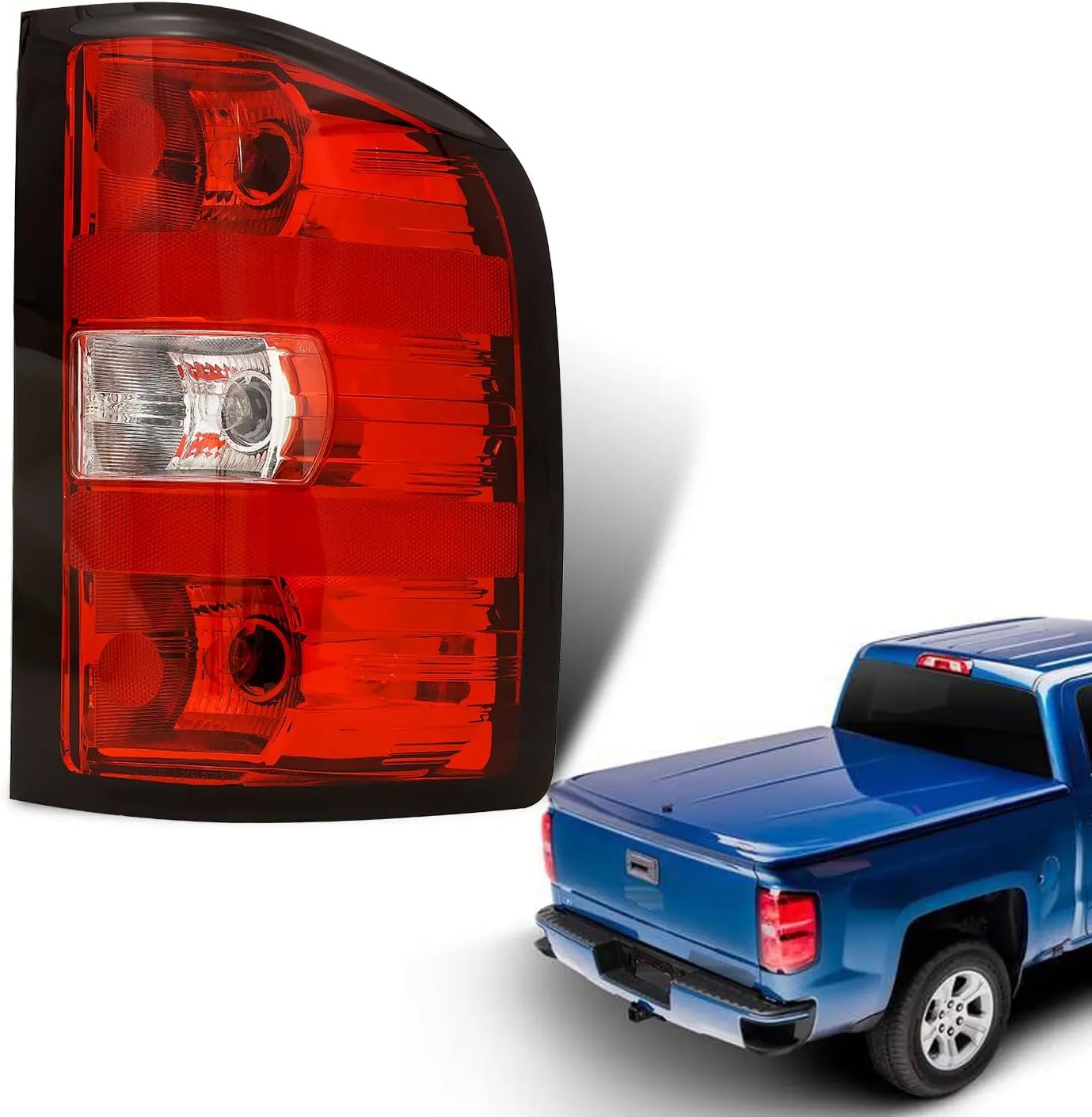 Wildwolf Tail Lights Assembly for Chevy Silverado 1500 2500 3500 2500HD 3500HD 2007-2014 Rear Brake Turn Signal, Black border, Rear Right Passenger Side