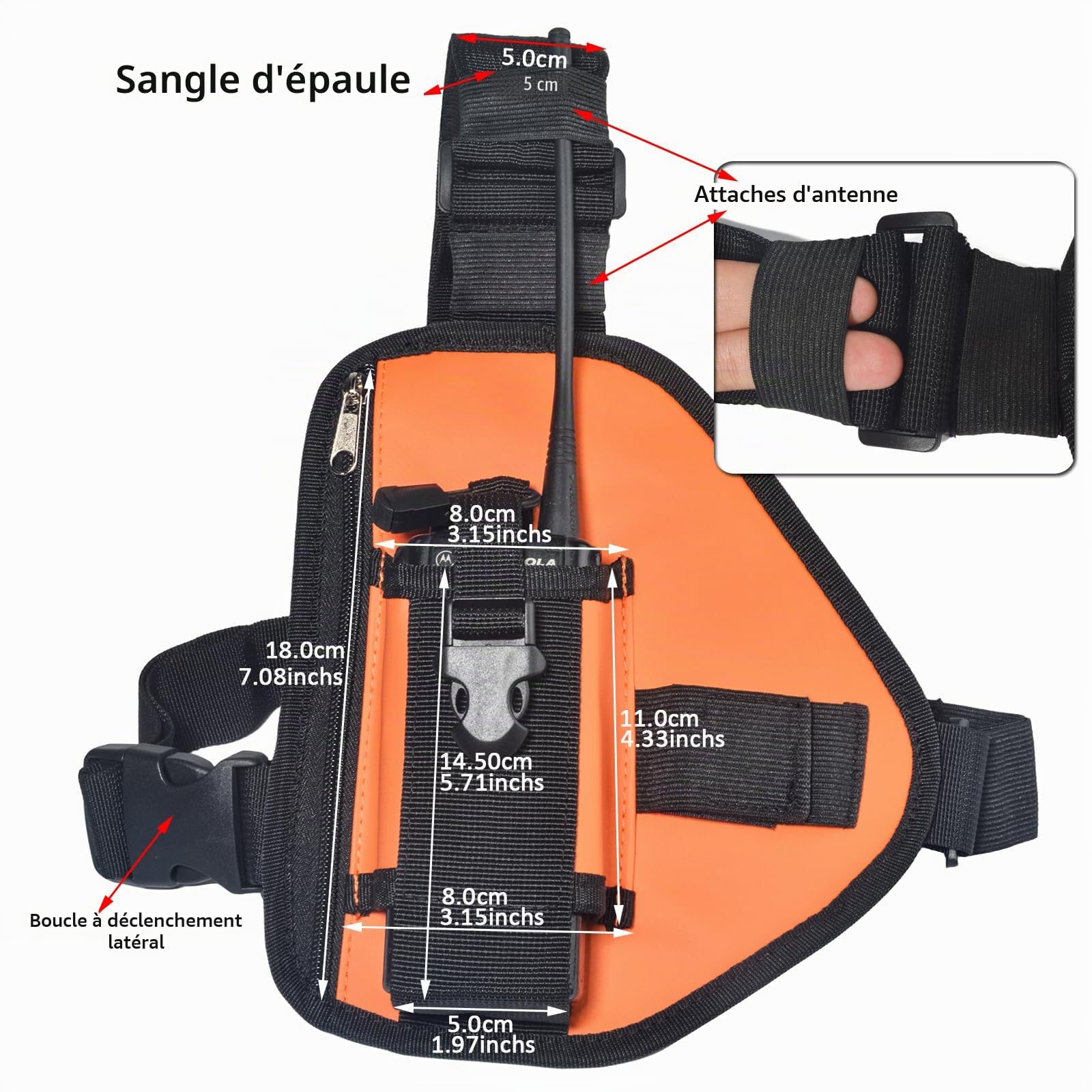 HYS Harnais de Poitrine pour Talkie-walkie, Sac de Poitrine Portable avec Sangle réglable, Compatible avec Baofeng Kenwood Quansheng Motorola Radio bidirectionnelle