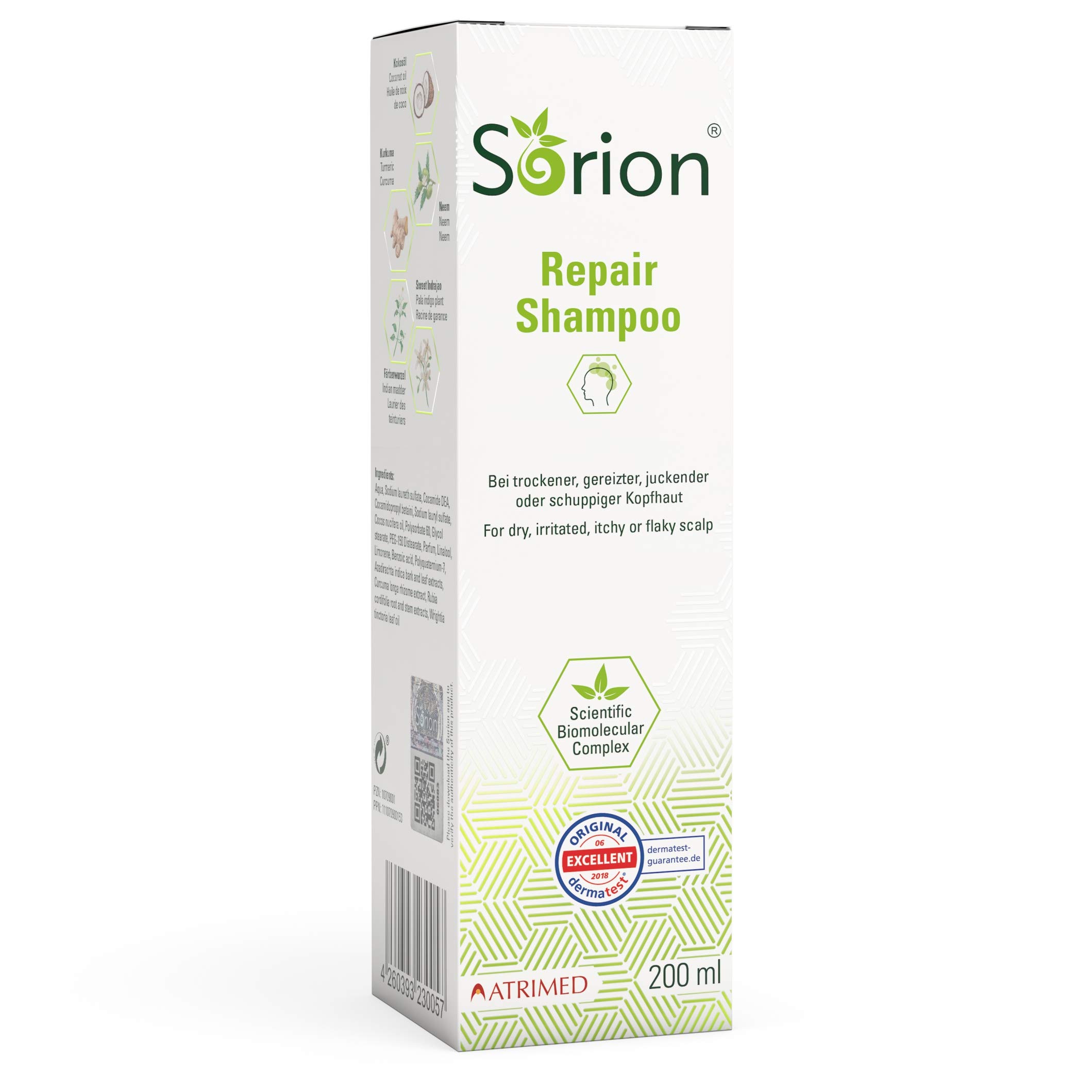 Sorion Repair Shampoo – beruhigendes Pflegeshampoo bei Hauirritationen, Rötungen, Juckreiz und Schuppen (200 ml) (Packung mit 2)