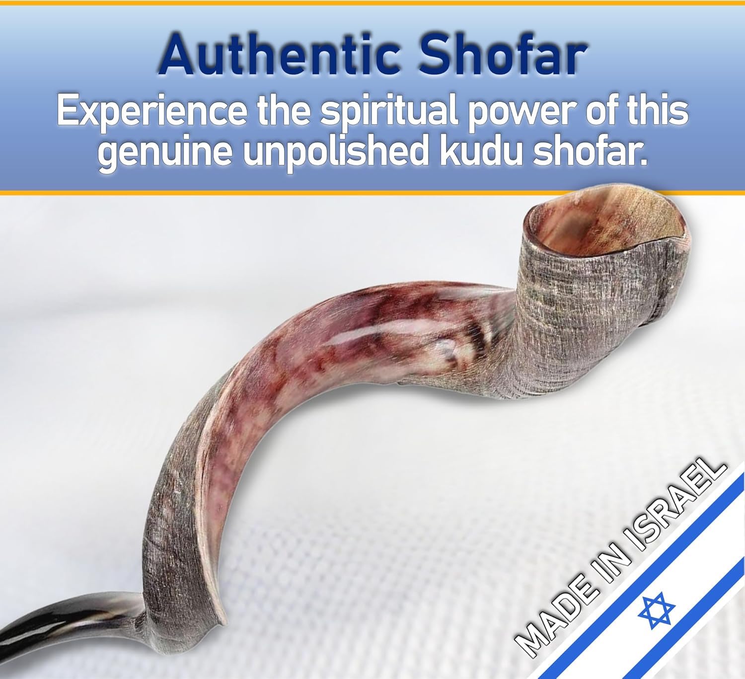 Großer jemenitischer Kudu-Schofar (96,5–101,6 cm) – authentischer koscherer Schofar aus Israel – handgefertigter natürlicher Kudu-Horn-Schofar mit Tragetasche – Shofarot Israel