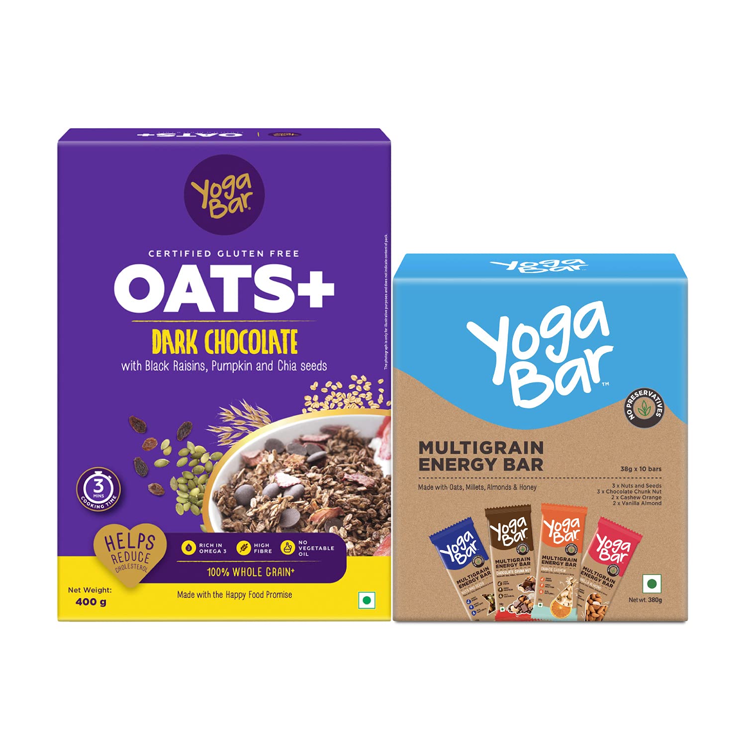 Yogabar Multigrain Energy Snack Bars - ( Pack of 10 Bars ) | Dark Chocolate Flavour Premium Super Oats Combo Pack - 780gm (B08Z828XWZ) Amazon Price History, Amazon Price Tracker
