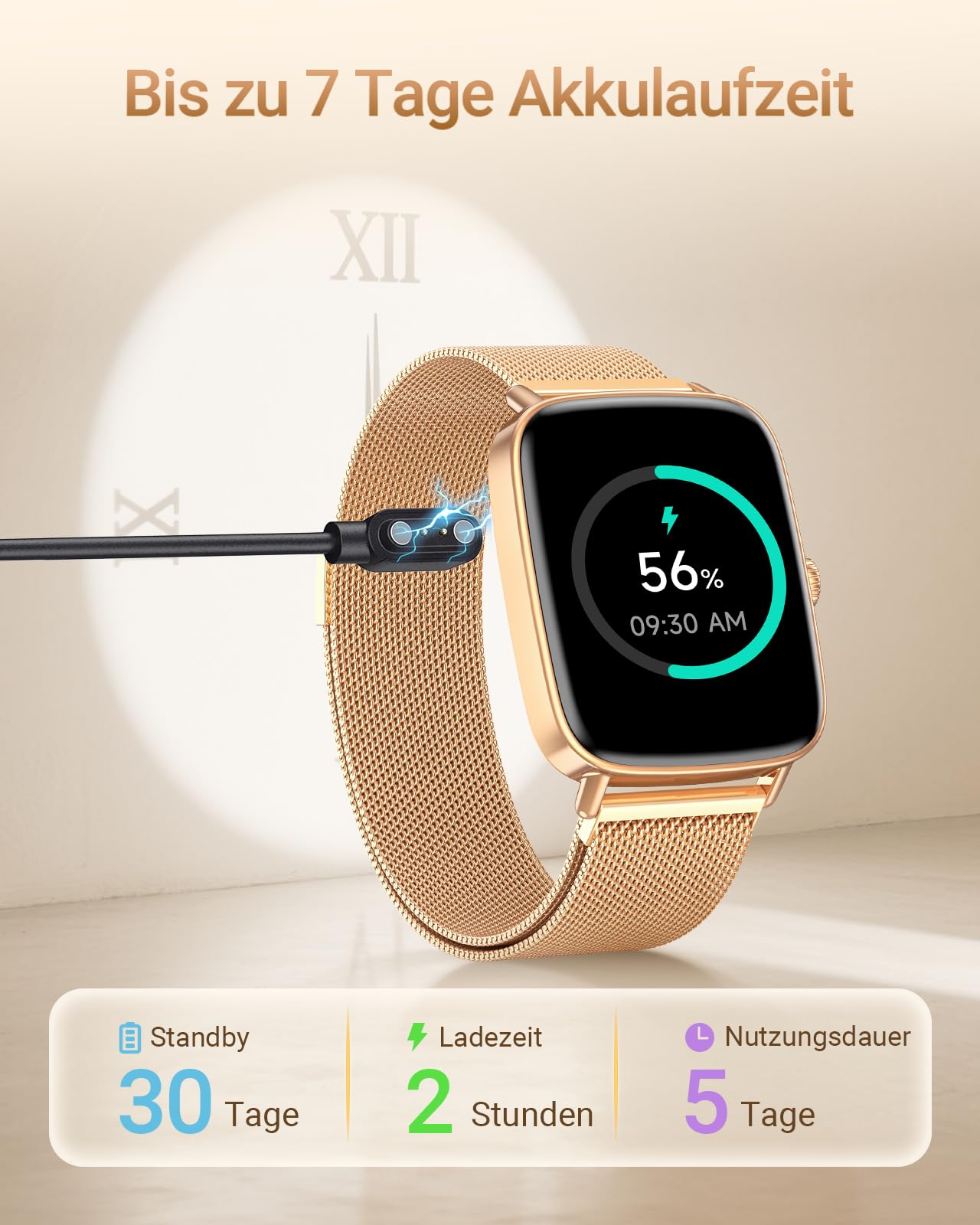 Smartwatch Damen Herren mit Telefonfunktion, 1,85" Fitnessuhr Smart Watch, 100+ Sportmodi Fitness Tracker mit Herzfrequenz/SpO2/Schlaf Monitor Schrittzähler, IP68 Wasserdicht Sportuhr für iOS Android