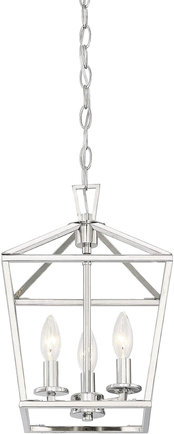 Savoy House 3-320-3-109 Townsend Open Frame Pendant Lantern Ceiling Light, 3-Light 180 Total Watts, 15" H x 10" W, Polished Nickel