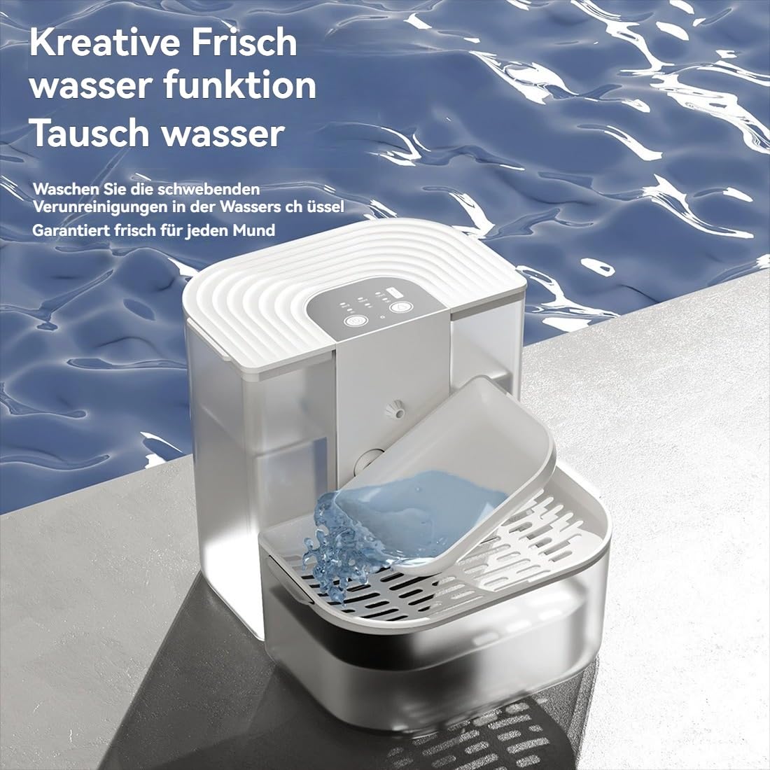 Fuente De Agua De Cerámica Sin Filtro De 4,5 L, Fuente De Agua De Cerámica for Gatos, No Requiere Filtros, Separación Higiénica Ultra Silenciosa for Gatos De Interior, Perros Pequeños(A,Heating)