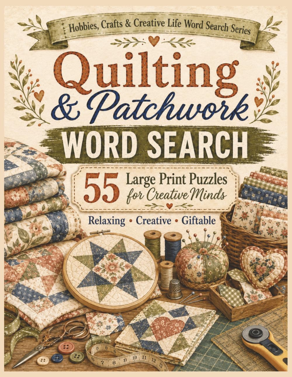 Quilting & Patchwork Word Search: 55 Large Print Puzzles for Creative Minds (Hobbies, Crafts and Creative Life Word Search Series)