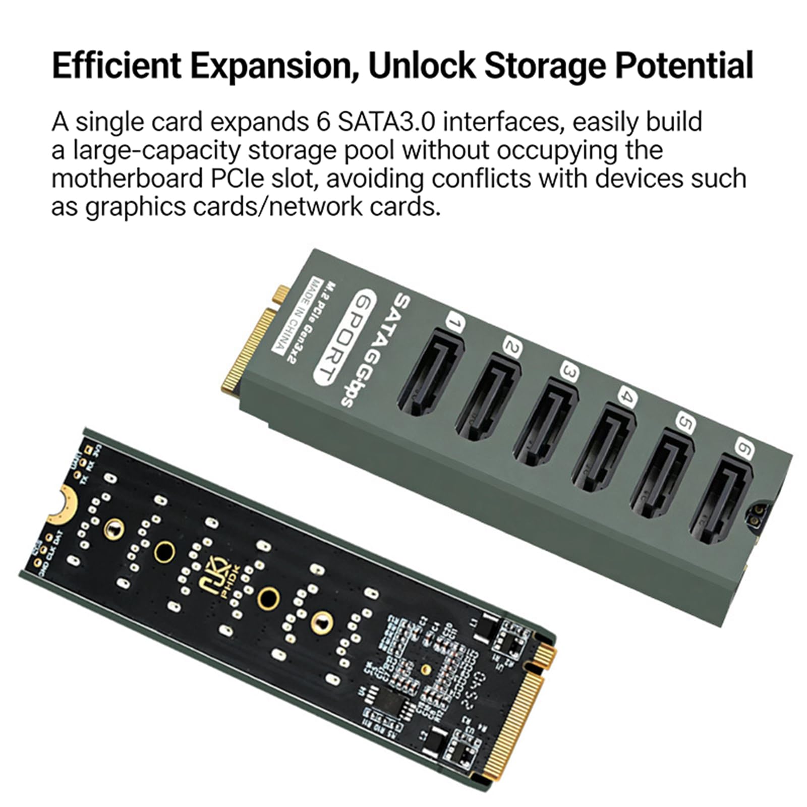 Scheda Adattatore SATA6G a 6 Porte 6 Porte per sistemi Multipli con Larghezza Banda 16 Gbps migliora la capacità archiviazione