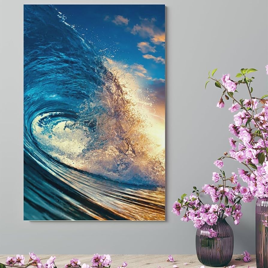 Amazon.co.jp: 絵画 打ち寄せる波インテリア 絵画 壮大な背景超