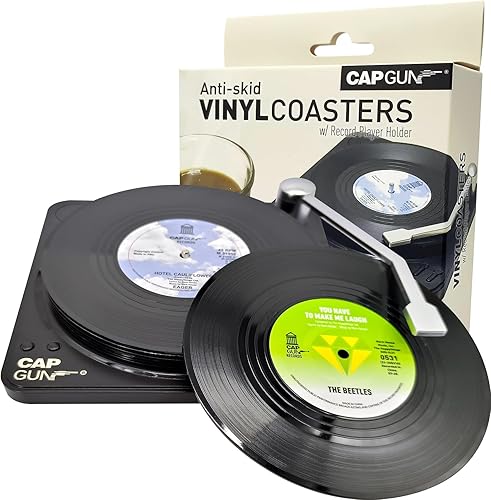 6 posavasos de vinilo para discos, almohadillas de bebidas únicas con temática musical, divertidos regalos de inauguración de la casa para hombres y