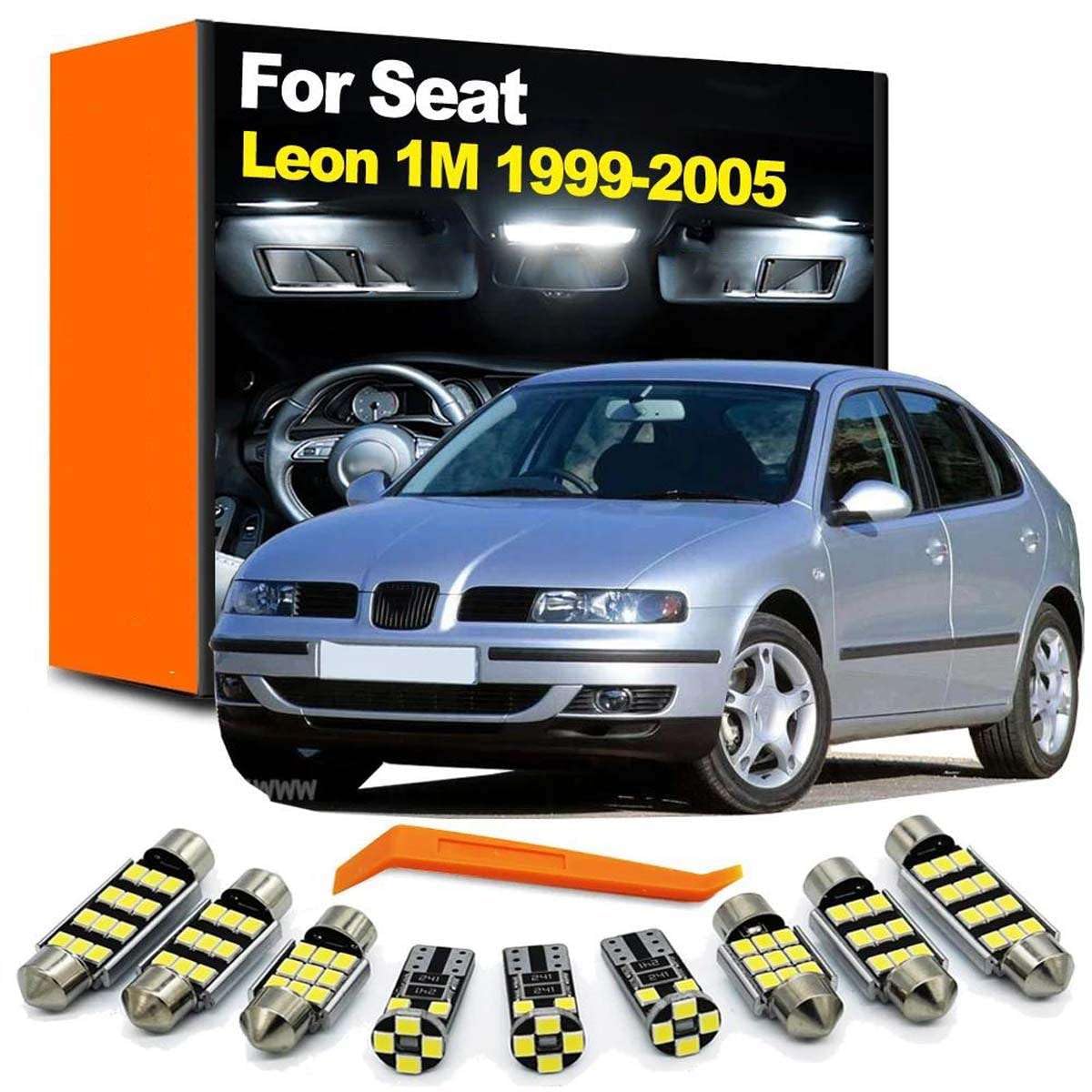 Kit de 14 Luces LED Interiores para Techo, Techo y Puertas, para Seat Leon MK1 1M 1999 2000 2001 2002 2003 2004 2005