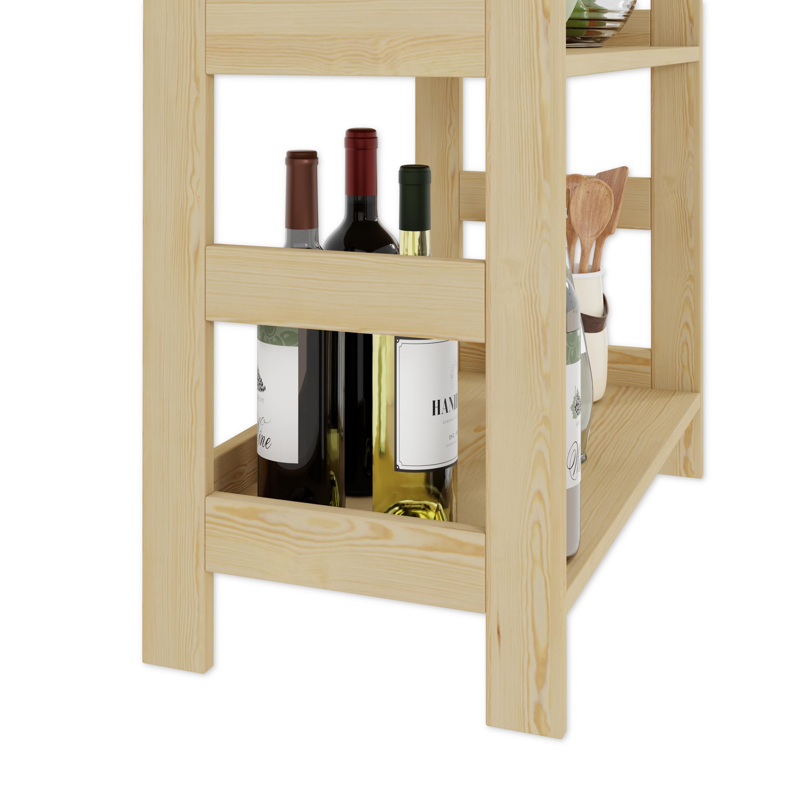 Lenmar Serie R, Natur, Braun, Holzregal, Kiefer, Holz, Hellbeige, 3-5 Böden, 89-166 cm Bücherregal, Holzregal, Standregal, Wandregal (R-01, 89x63x33 cm, 3 Böden, Natur)