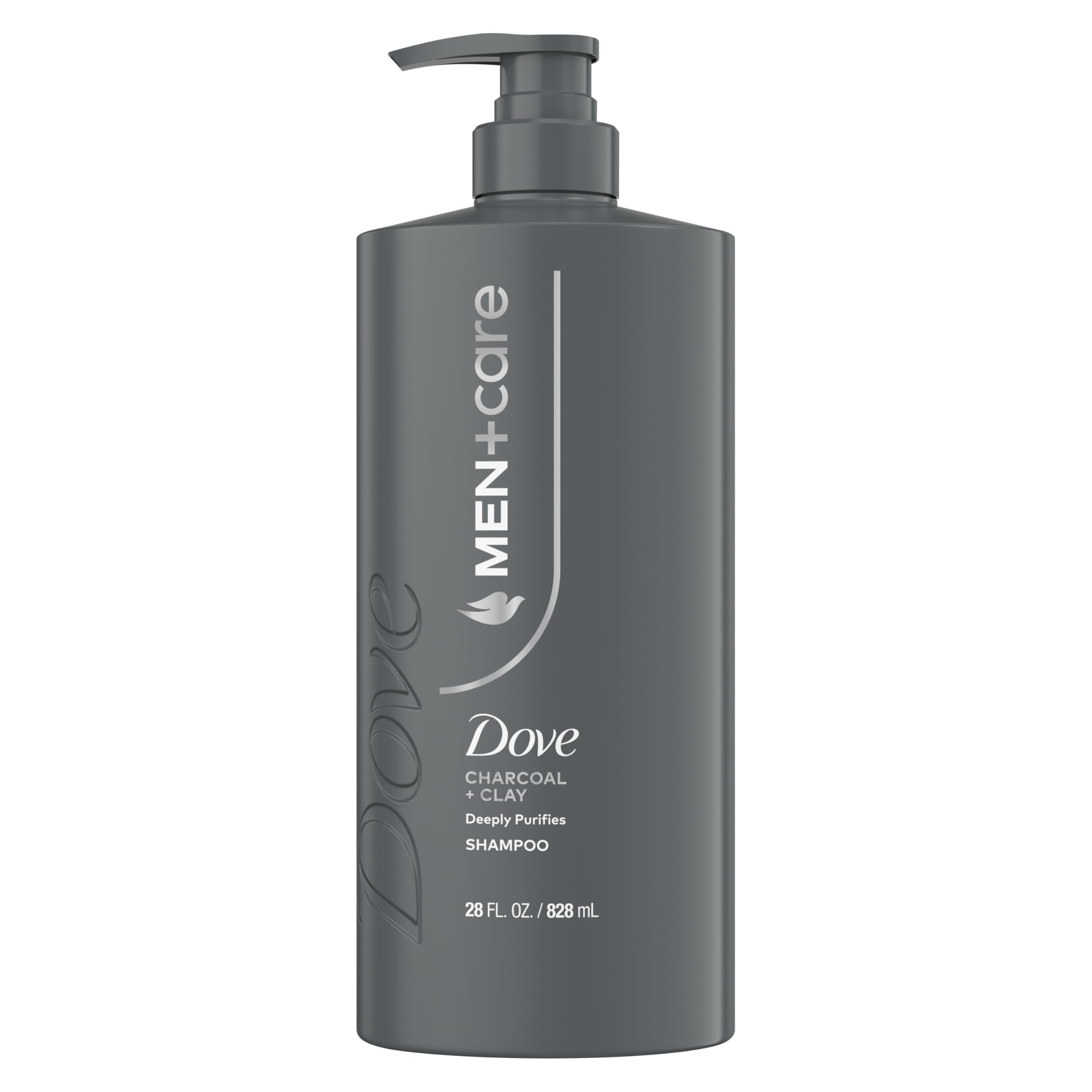DOVE MEN + CARE Shampoo 1 count Charcoal + Clay for Real Hair that Powers Up Hair Strength, with Deep Purifying Benefits, 28 Fl oz