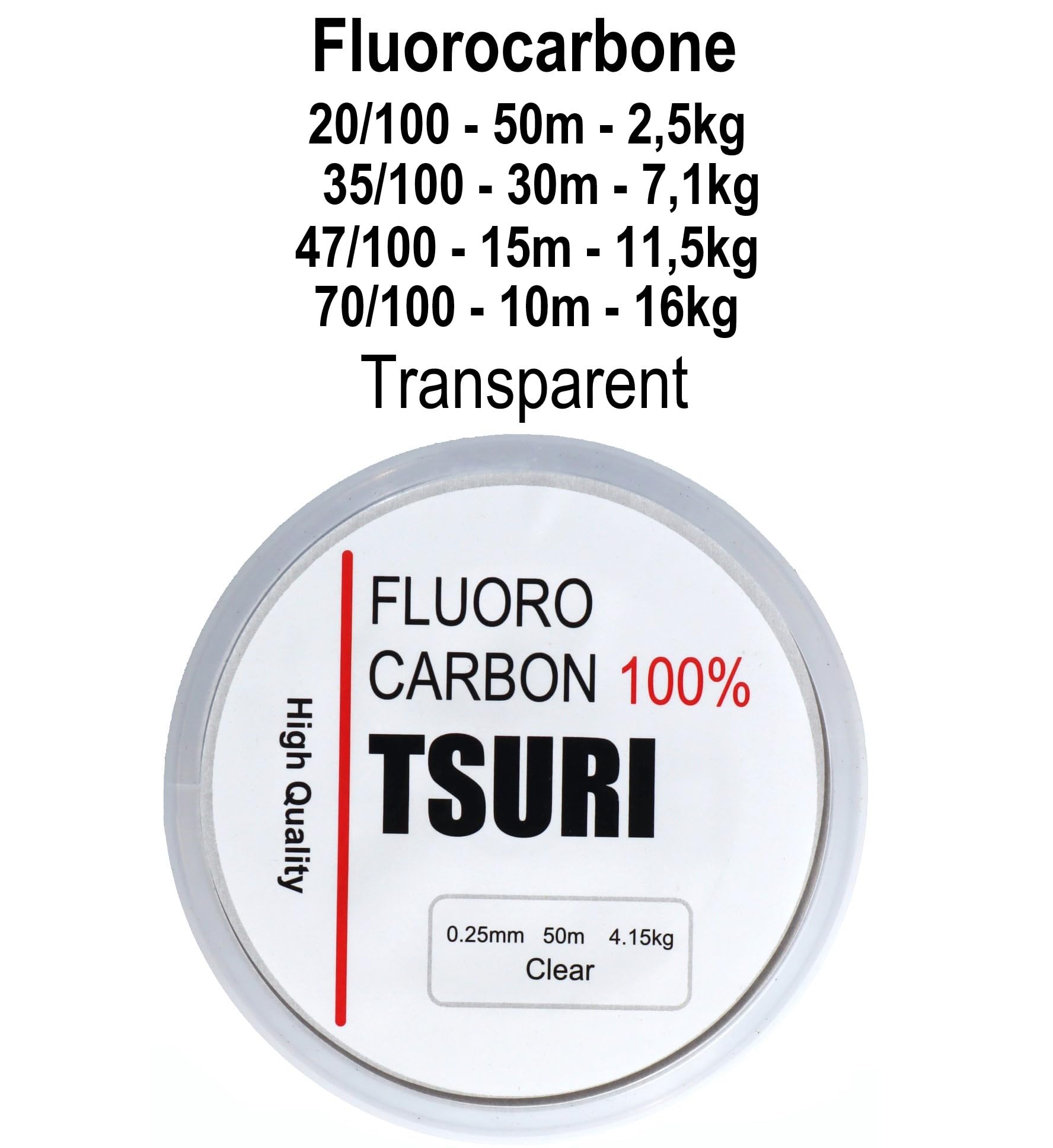 Fluorocarbon (30m - 35/100-7.2kg), Transparent/Green, 30m - 35/100 - 7,1kg - Image 2
