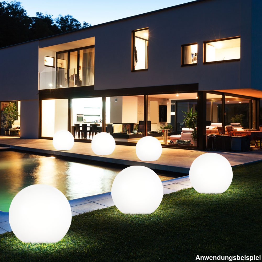 3er Set LED Solar Außenleuchten Balkon Beleuchtung Gartendeko Stecklampen Kugeln weiß 15 und 20 cm