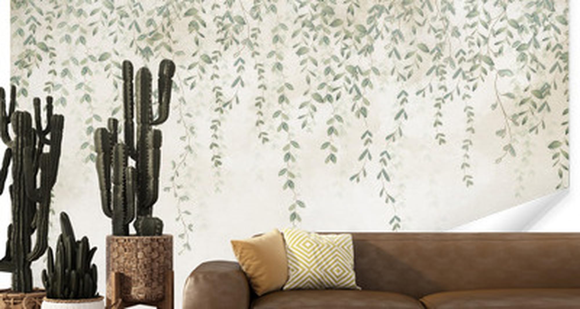 Muralo Carta da Parati 3D, Foglie - 312x219 cm | Rivestimento murale decorativo disponibile in tessuto non tessuto o autoadesivo, stampa nitida, posa facile, arredo moderno