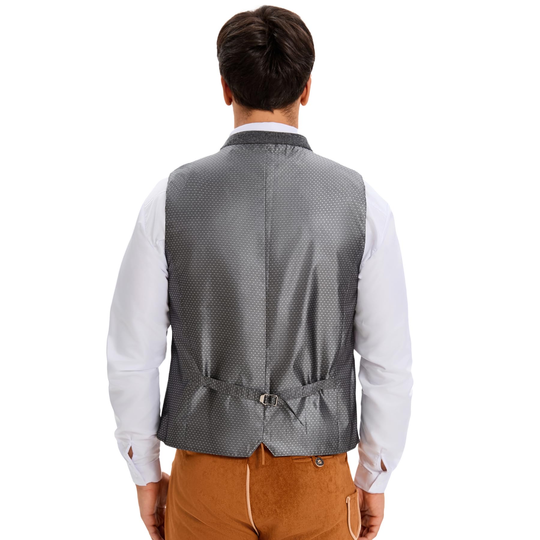 Goxozzy Men's Traditional Vest, Traditional Vest, Traditional Vests for Men Oktoberfest Vest,Men's Costume Vest,Gray,20 - Image 3