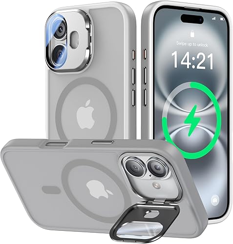 Miniatura 50 de Funda para iPhone 14 Pro de 6.1”, cubierta para cámara con soporte, protector de lente de cámara 9H, compatible con MagSafe, a prueba de golpes de