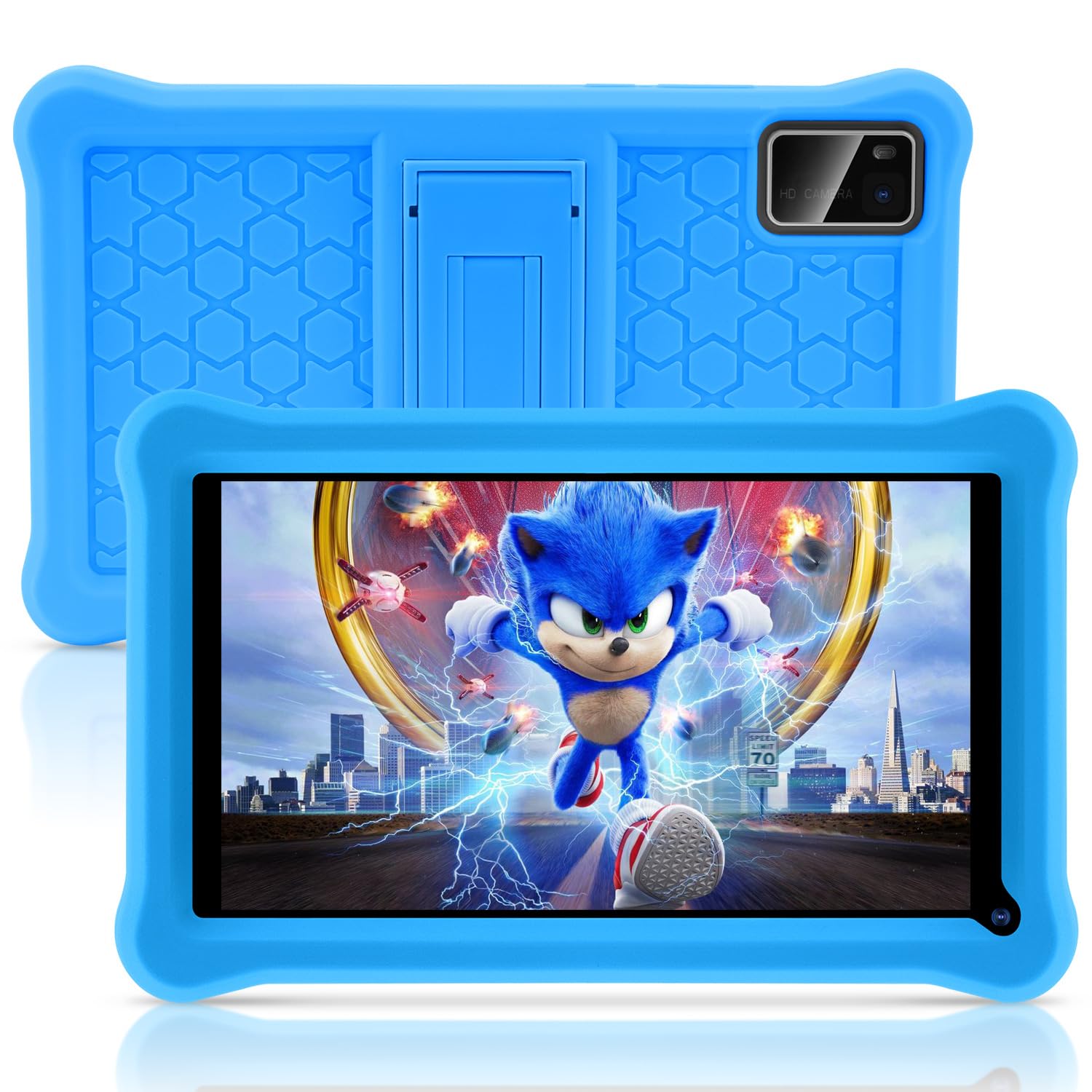 Tablet per bambini 7 Pollici Android 13 Tablet con Controllo Parentale, 8GB RAM+64GB ROM(128GB Espandibile), Doppia Fotocamera, Bluetooth, App preinstallate per Kids Tablet PC con Custodia (Blu)