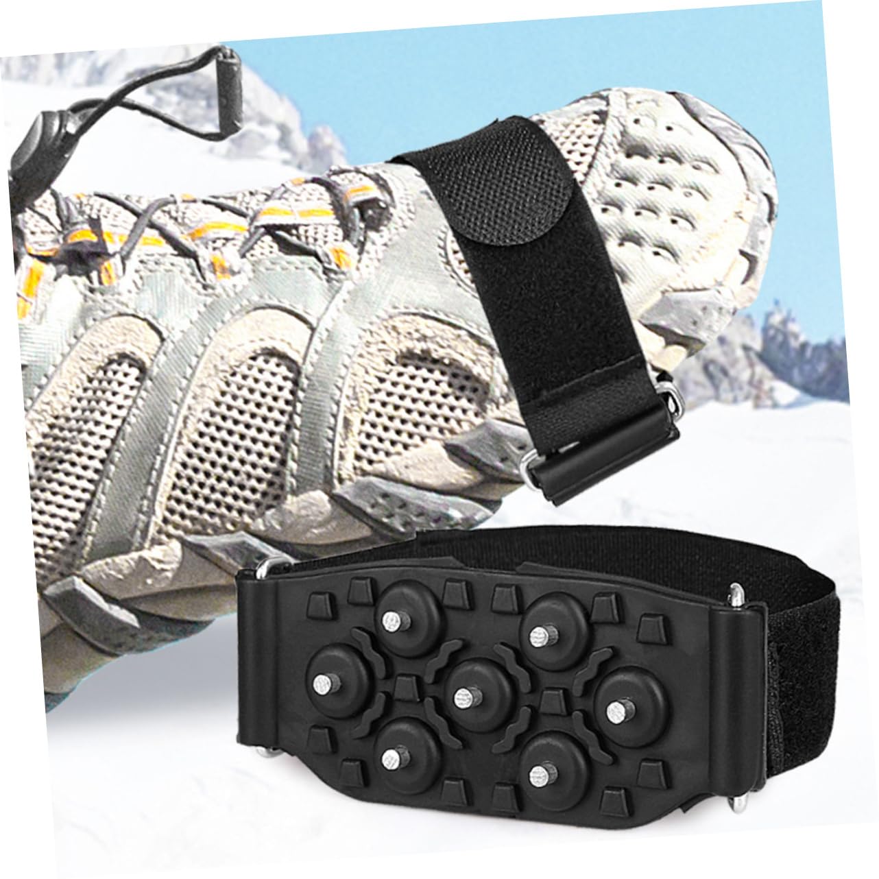 YARNOW copriscarpe per ramponi dito del piede pesca sul ghiaccio pinza nevicare scarpe x camminata scarpe camminata copriscarpe da alpinismo pinze per scarpe antiscivolo Black