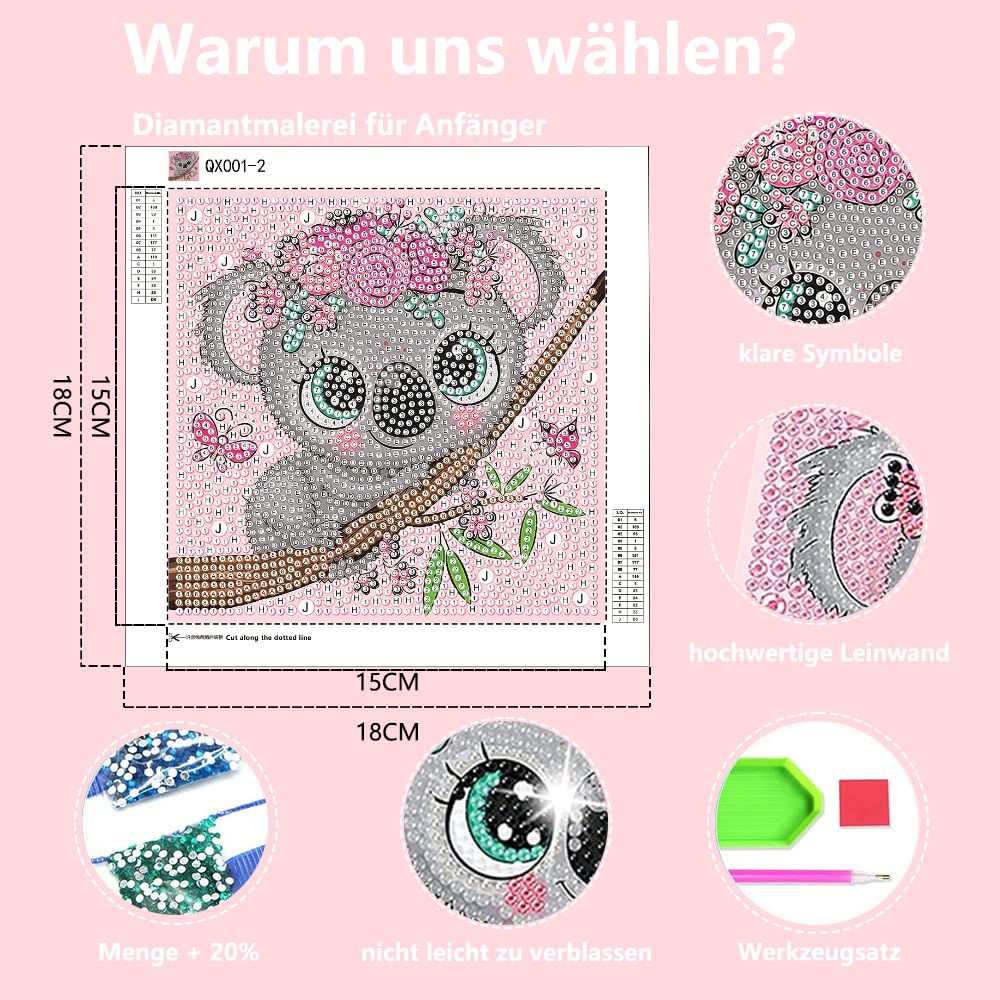 Kit De Peinture Diamant 5D Pour Enfants - Lot De 2 Tableaux Cartoon 22x17cm - Loisir Créatif DIY - Pour Débutants Enfants Et Adultes