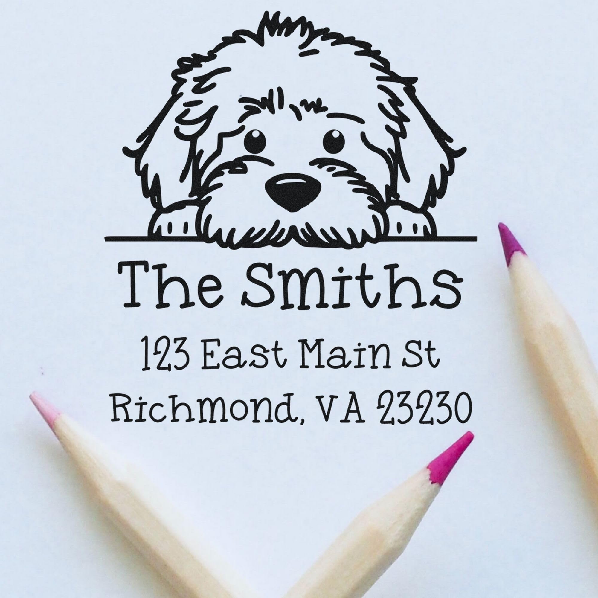 Premium Labradoodle Return Address Stamp - Ideal for Labradoodle Lovers, Size 1-5/8 Square - Ideal for Personalizing Envelopes, Invitations, and More