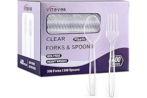 Clear Plastic Forks and Spoons Set, Disposable Heavy Duty Silverware
