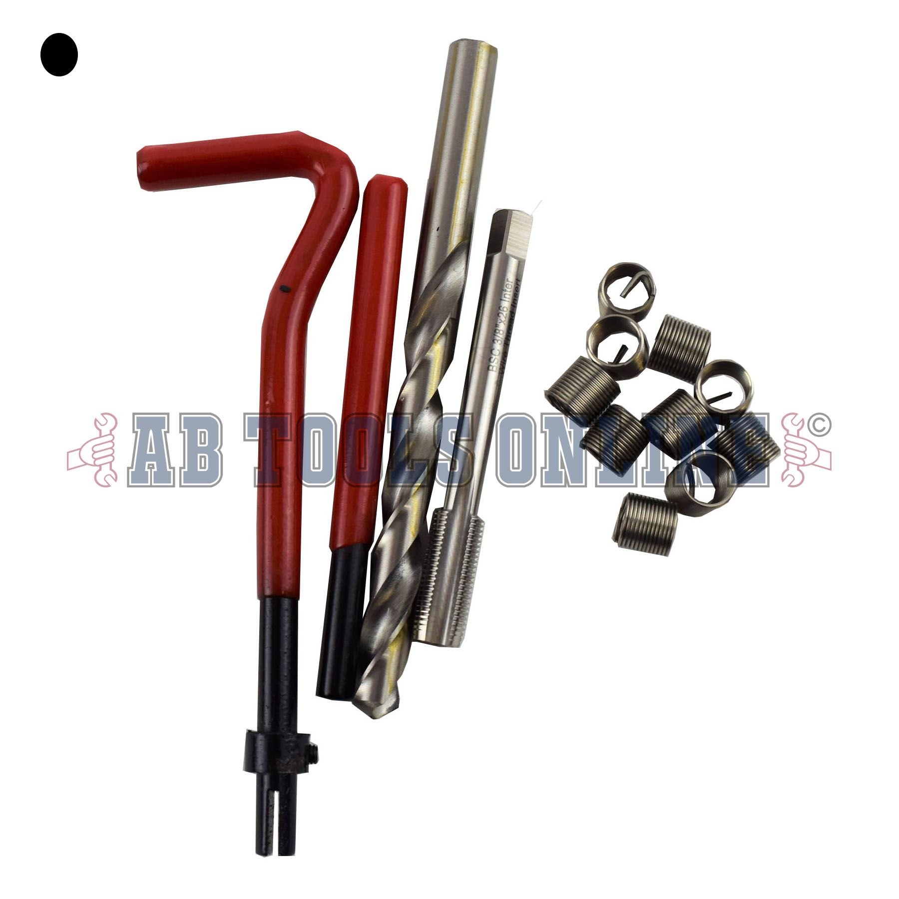 AB Tools-Unithread 3/8" x 26 BSC de Rosca Helicoil Kit Cortador de reparación de roscas dañadas 14PC Kit