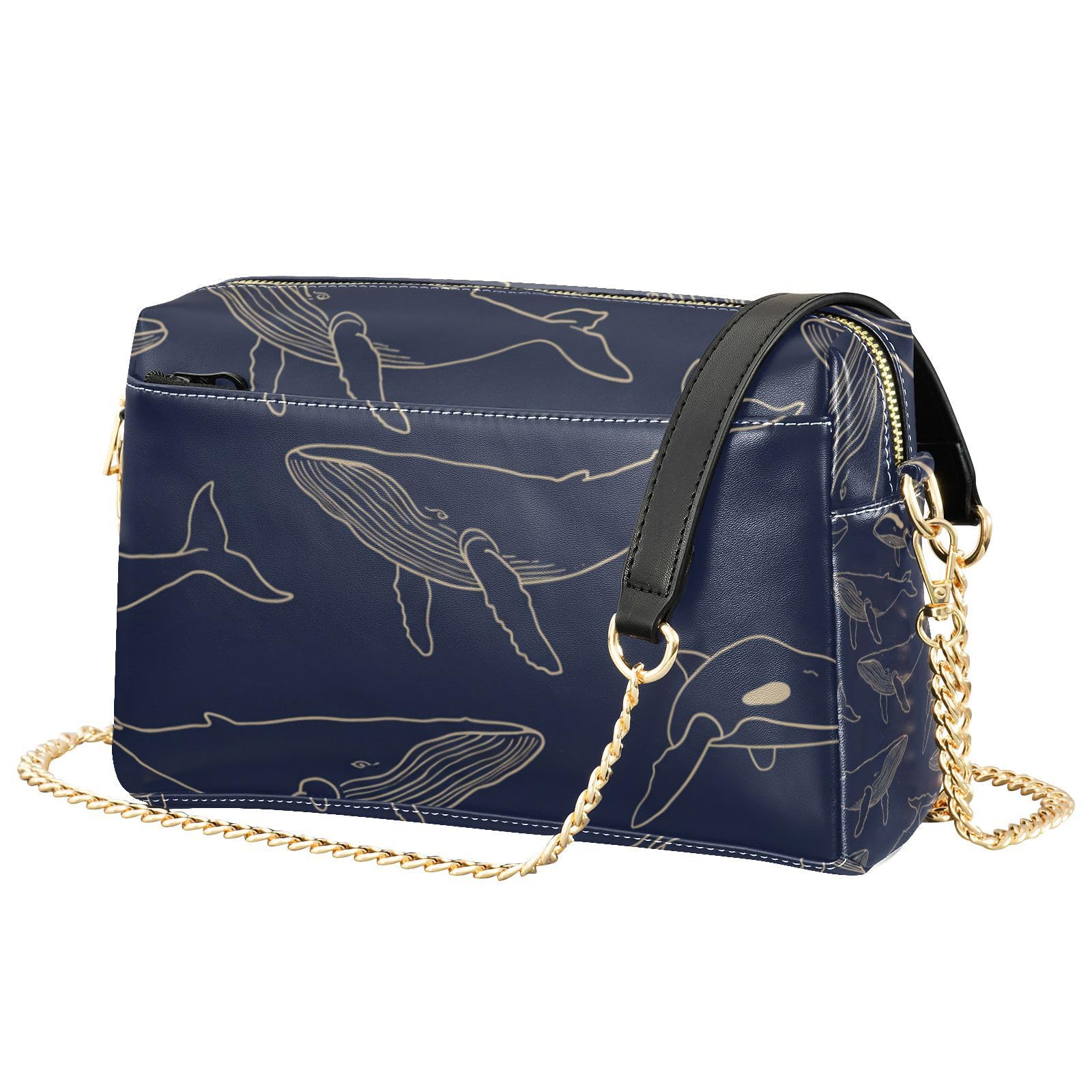 Sac à bandoulière pour femme Mnsruu sac à main cuir PU baleine lignes dorées chic - 8