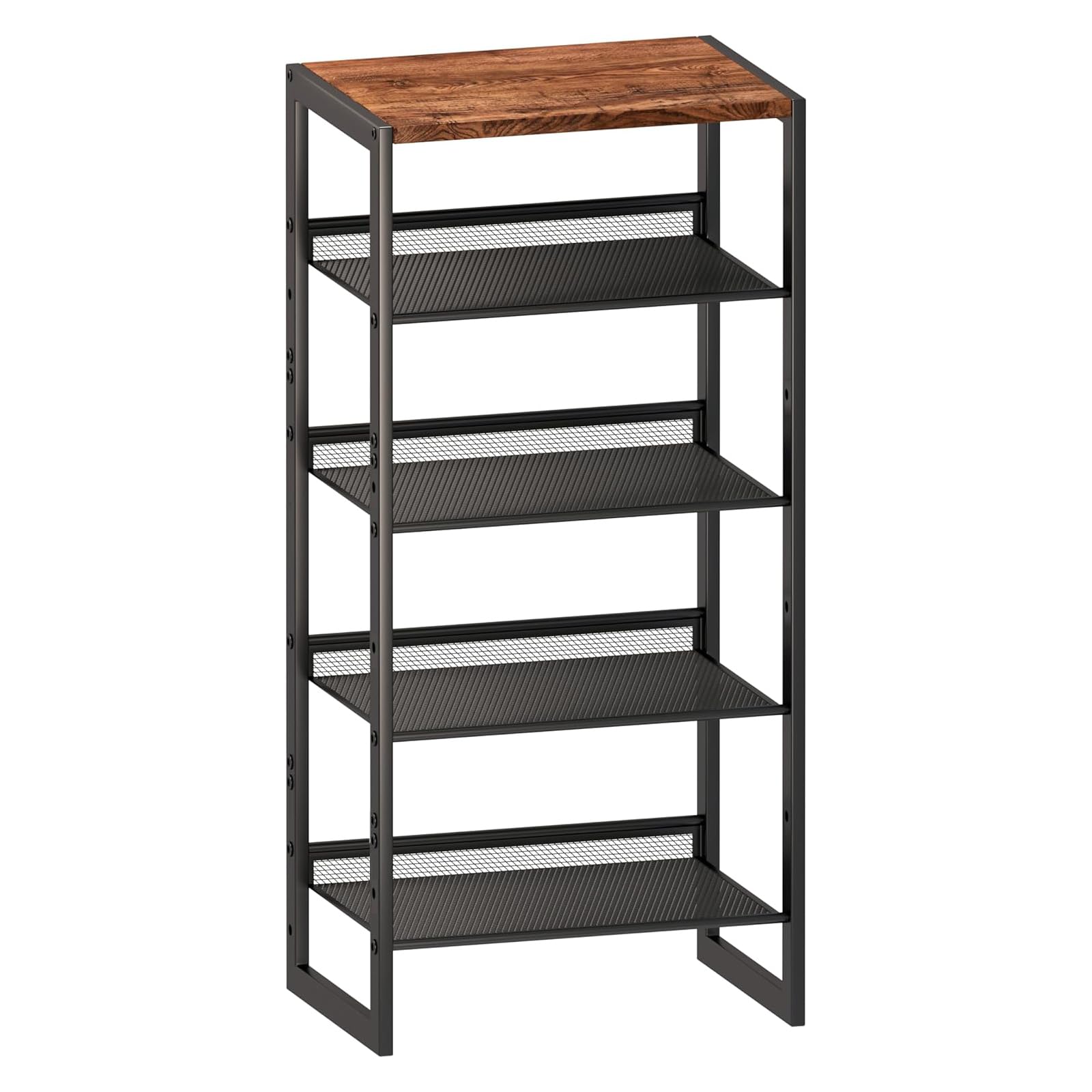 Photo 1 of [SIMILAR ITEM] 5 Tier Metal Shoe Rack, Sturdy Steel Frame with Rust-Proof Coating, MDF Top, Adjustable Flat Inclined Mesh Shelves, Anti-Tip Scratch-Resistant Feet, Sleek Show Rack for Entryway, Hallway, Garage