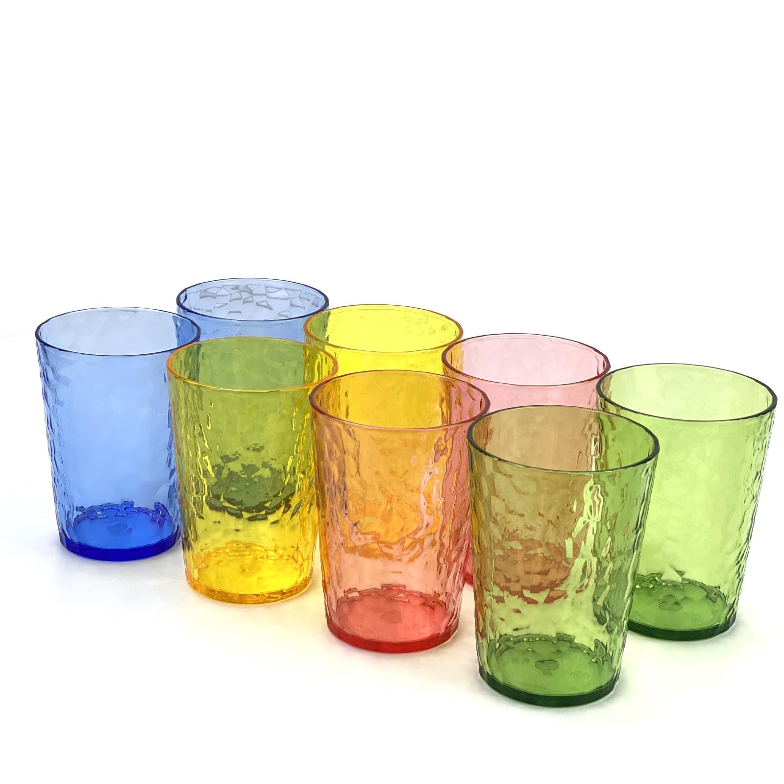 Yanglonghui 24-Ounce Plastic Tumblers (Set of 8), Reusable Plastic Mugs, BPA-Free Acrylic to Drink Mugs, Shatter Resistant, Textured Interior, Dishwasher Safe (Multi Color, 15 Ounce)