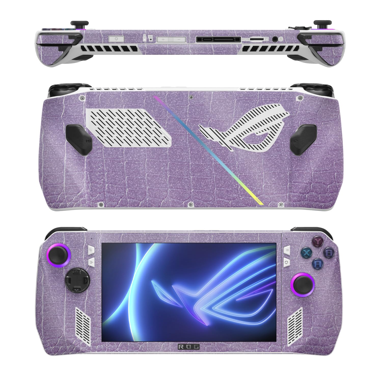 MightySkins Glossy Glitter Skin Compatible with Asus ROG Ally - Purple Gator Skin | Protective, Durable High-Gloss Glitter Finish | Easy to Apply