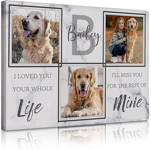 Lallamotion Lienzo personalizado para fotos conmemorativas de mascotas, lienzo de fotos de pérdida de perro, regalos personalizados de pérdida de