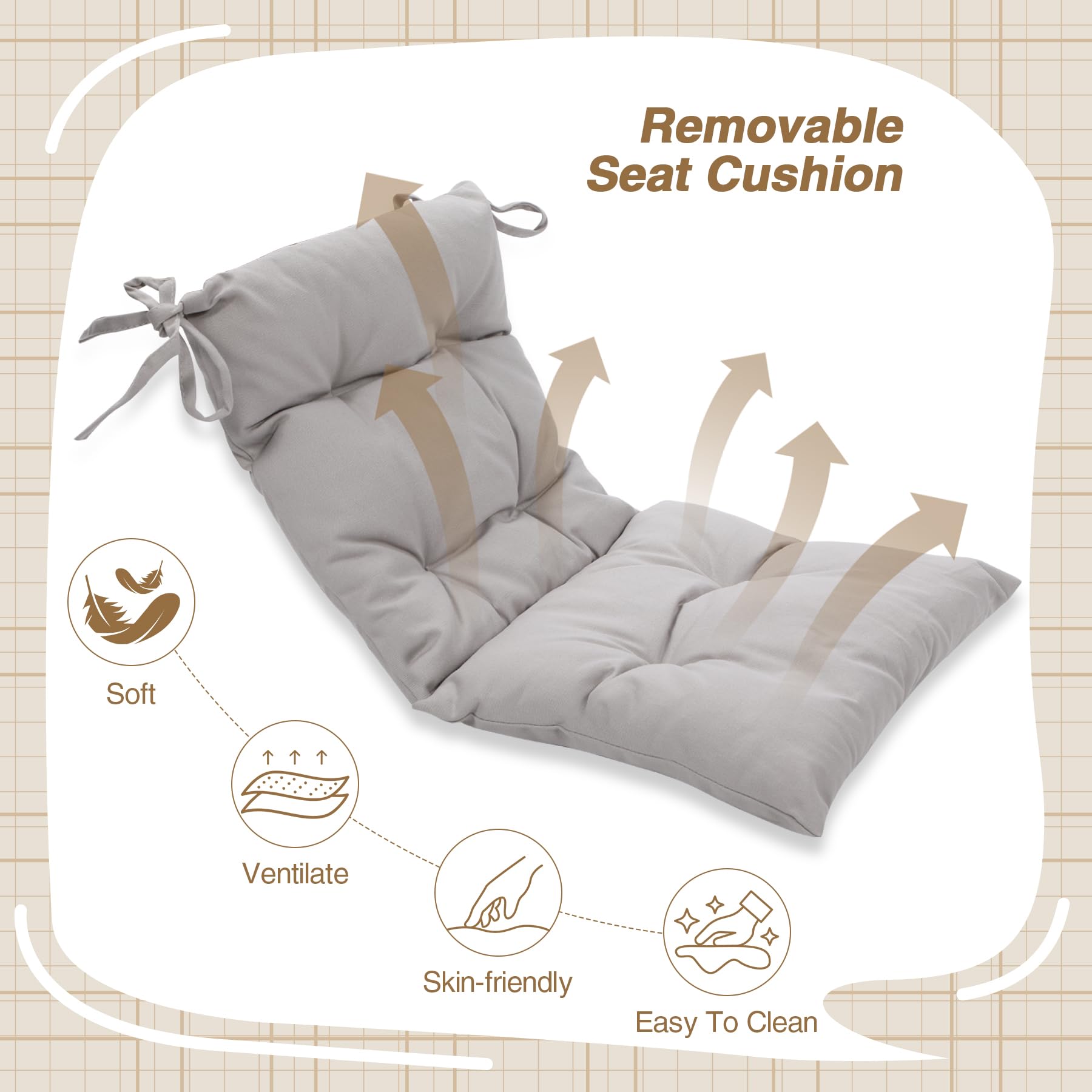 REDCAMP Altalena 3 in 1 con cintura a 5 punti, cotone traspirante e legno, per interni ed esterni, fino a 50 kg, altalena per bambini a partire dai 6 mesi in su (grigio)