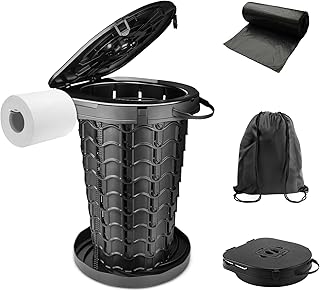 imodomio Campingtoilette Faltbar Camping Toiletten(WC) mit Deckel Mobile Toilette mit 10 Müllsäcke, ideal für Outdoor-Camping, Auto