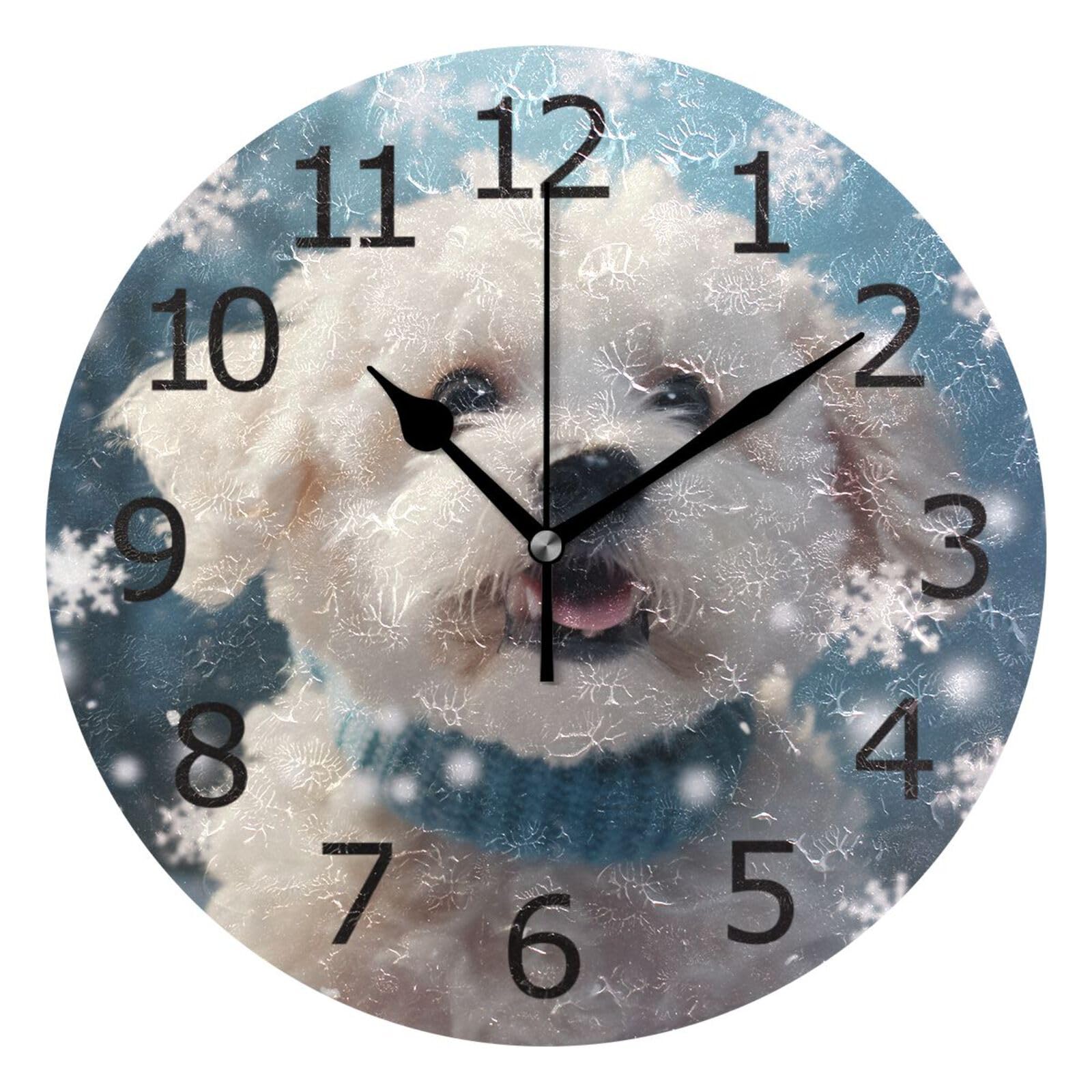 Horloges pendules murales silencieuses 25cm avec motif de chien mignon