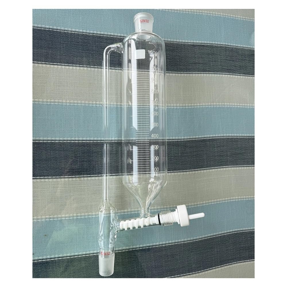 Cristalería de Laboratorio Embudo graduado de vidrio con válvula for adición de polvo de laboratorio de 1000 ml (29/32)