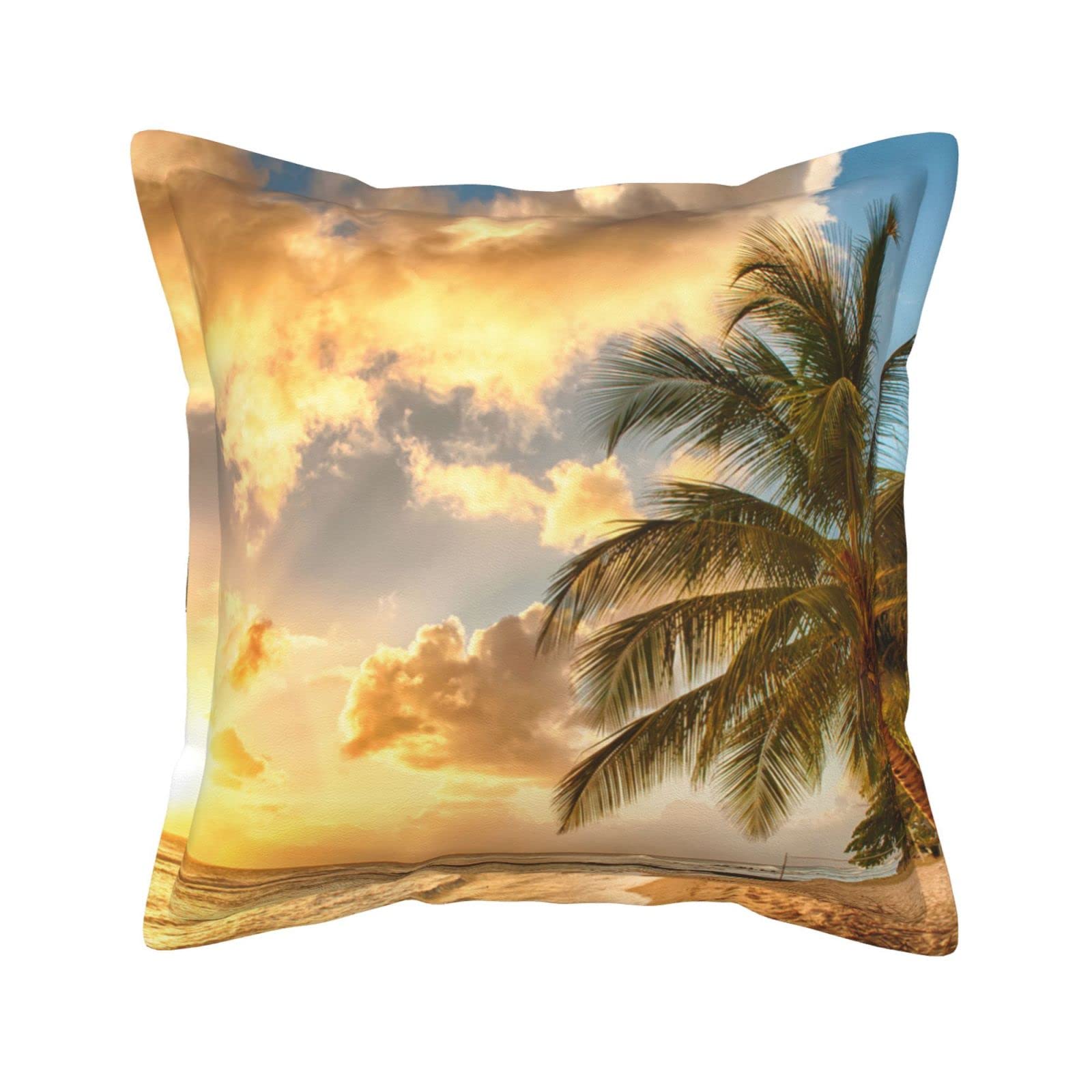 Housse de coussin similicuir palmier hawaïen pour décorer un salon bohème