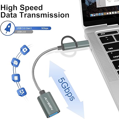 Miniatura 4 de Adaptador USB CMicro a USB 2 en 1, USB C a USB 3.0, cable adaptador USB a Android OTG compatible con MacBook Pro, Android, Google, Samsung y más,