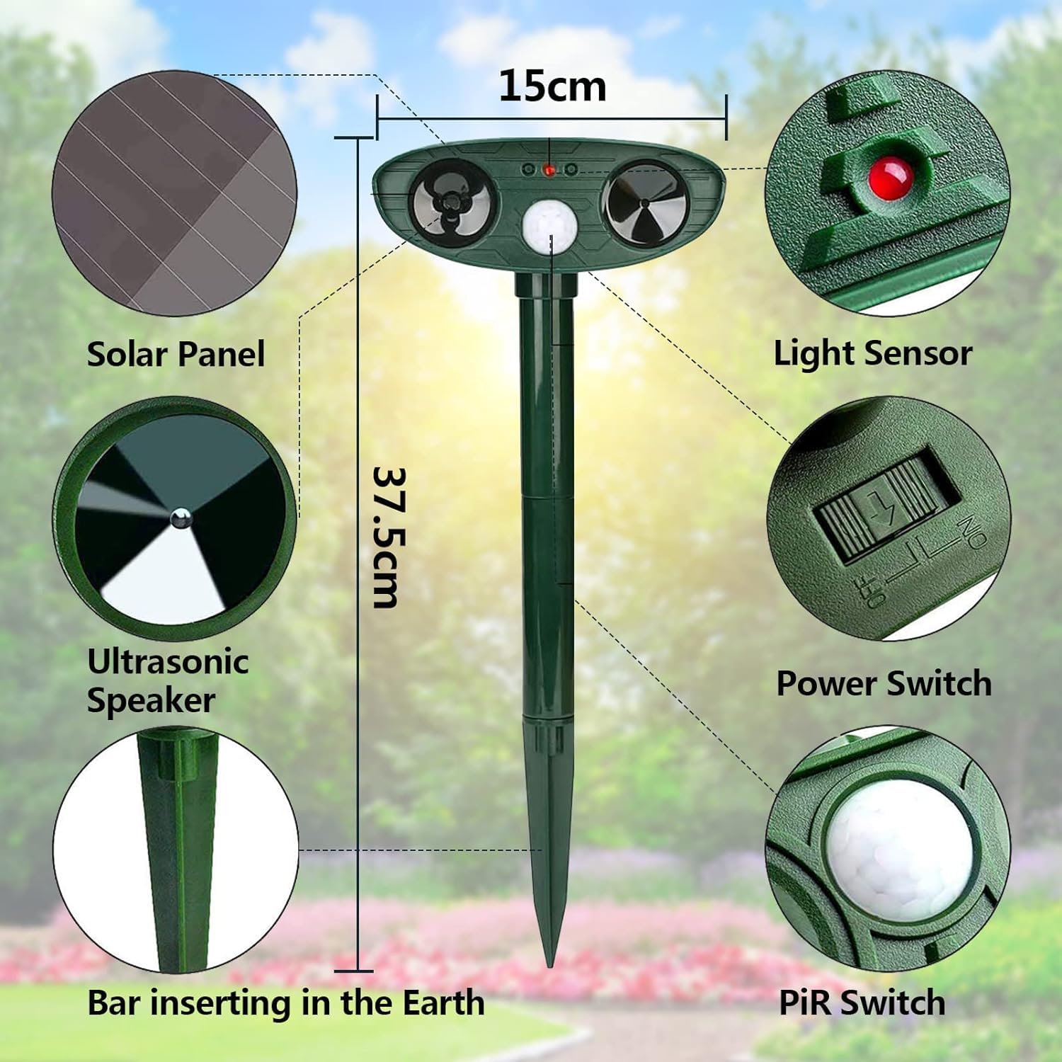 Répulsif Chat Ultrason, Répulsif Chat Exterieur, Répulsif pour Chats Solaire, répulsif à ultrasons avec Détecteur de Mouvement pour Anti Chats Chiens Souris Ratons Renards Oiseaux Rats