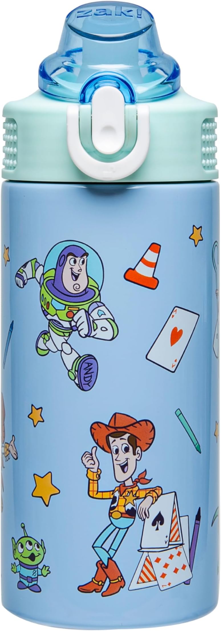 Disney and Pixar Toy Story Sage Kids Water Bottle For School or Travel, 14oz Stainless Steel Water Bottle With Straw, Handle, and Leak-Proof, Pop-Up Spout Cover (Woody, Buzz & Friends)